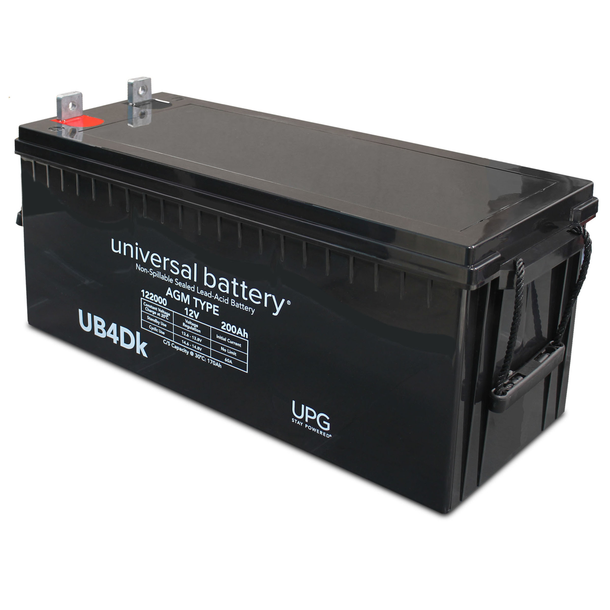 UPG Sealed Lead-Acid Battery, AGM-type, 12V, 200 Amps, Model# UB-4D